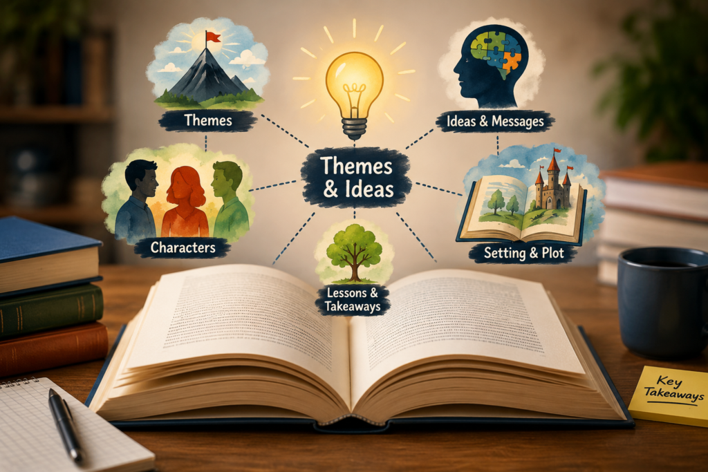 Open book representing themes and ideas discussed in a book review.