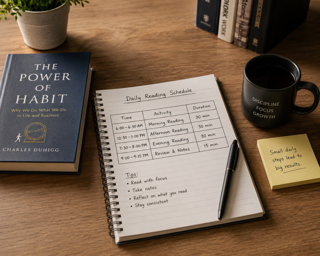 Daily reading schedule for building a consistent reading habit.
