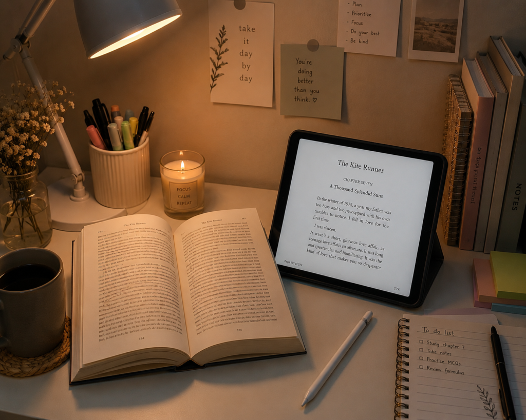 Using printed books and digital libraries together for effective learning.