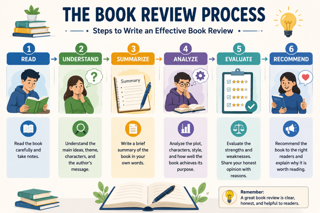 Student comparing two books while preparing a detailed book review.